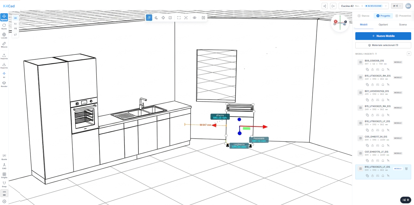 Configurazione 3D wireframe