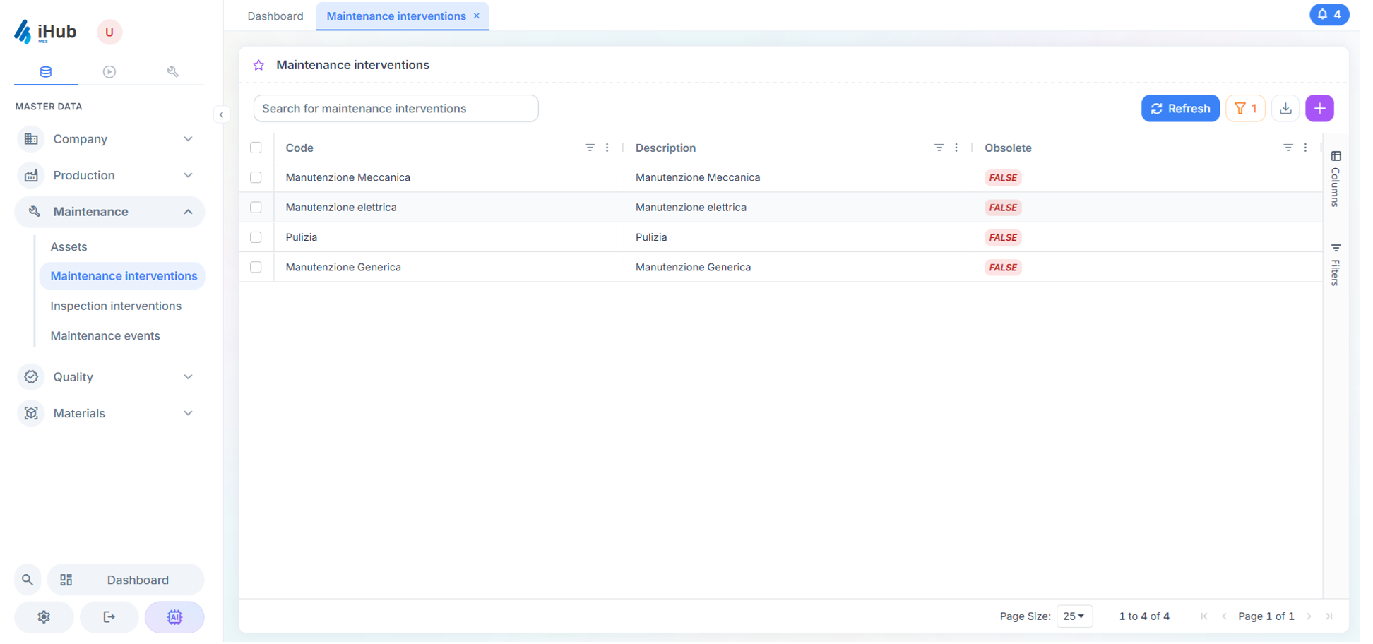 Interventi di manutenzione su iHub MES