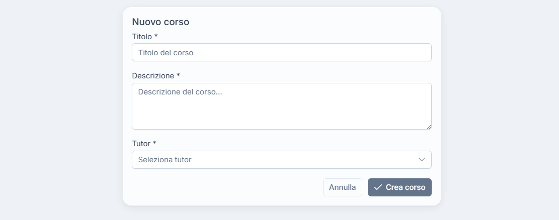 Creazione di un nuovo corso su iHubLearning