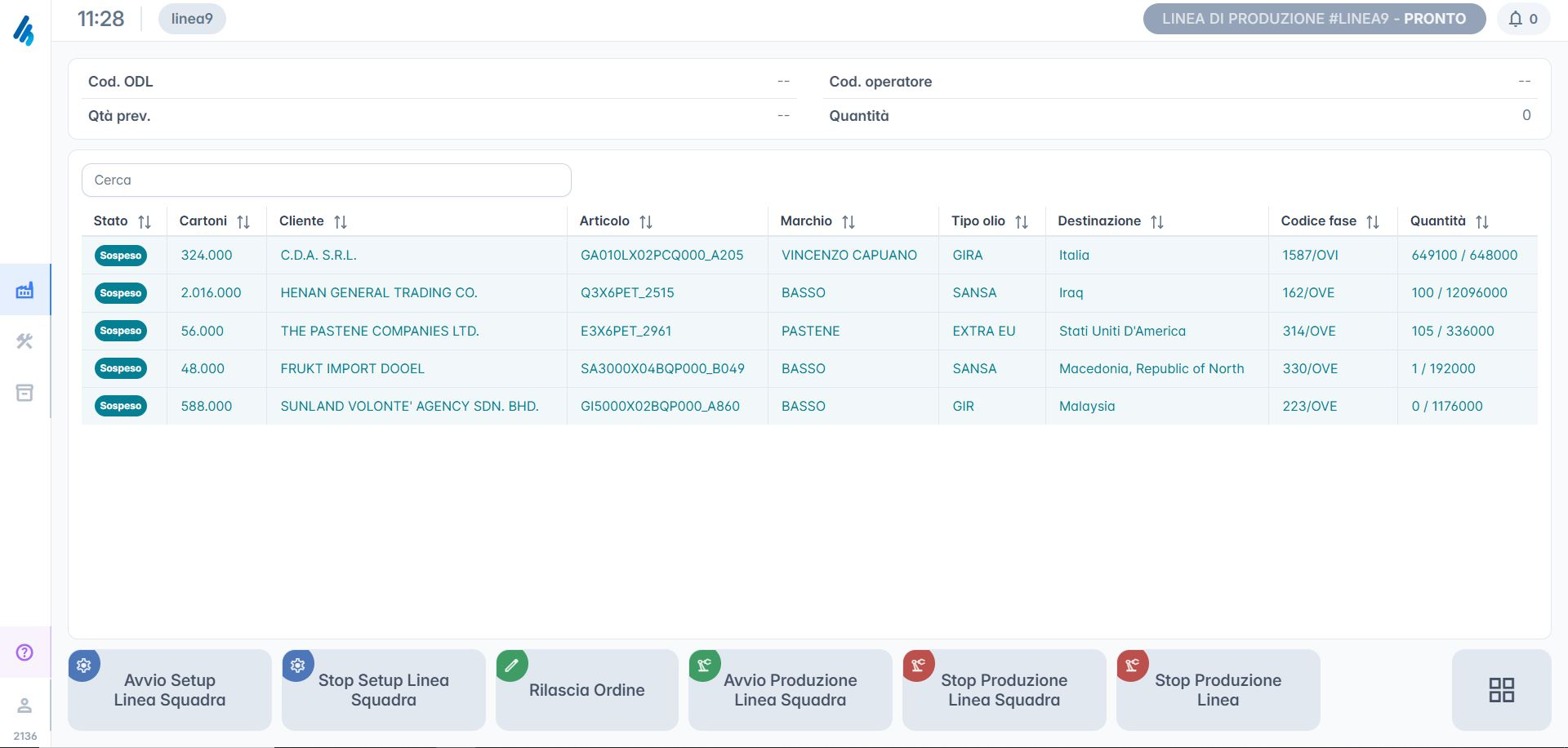 Postazione operatore su iHub MES, produzione in linea